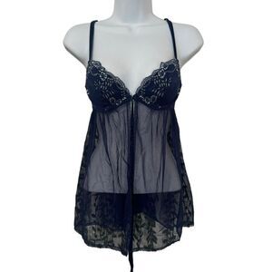 Victoria’s Secret Royal Blue Floral Lingerie Size 34B